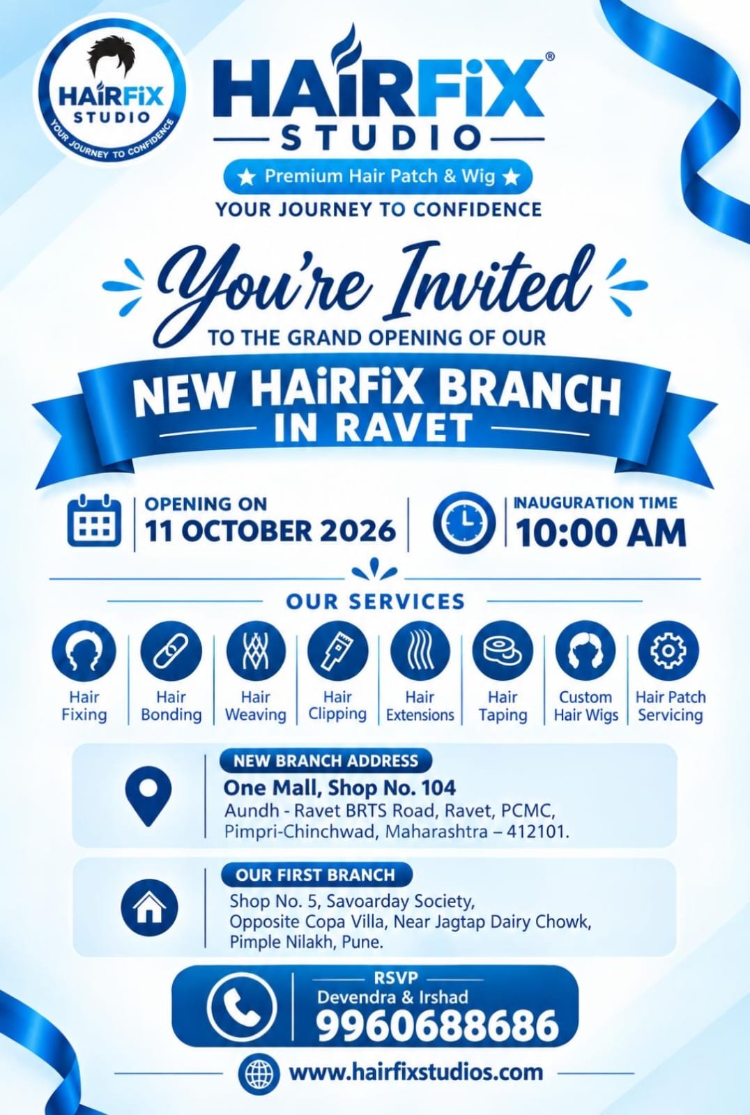 Grand opening invitation for HairFix Ravet branch on 11 October 2026